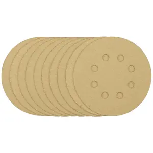 Draper  Gold Sanding Discs with Hook & Loop, 125mm, 120 Grit (Pack of 10)  58111