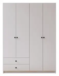 ECU 4 Door 2 Drawer White Wardrobe