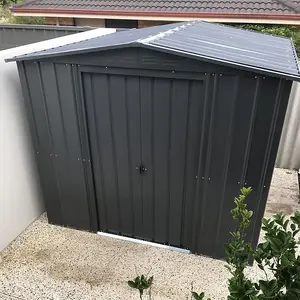 Globel 8x5ft Apex Metal Garden Shed - Anthracite Grey