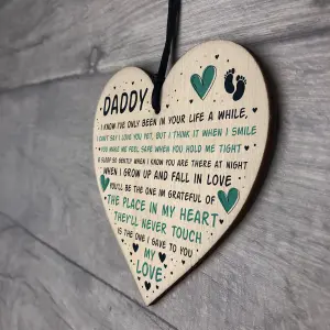 Red Ocean Fathers Day Gift For New Daddy Wooden Heart Daddy To Be Gift New Baby Special Keepsake Plaque