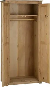 PANAMA Waxed Pine Finish 2 Door Wardrobe