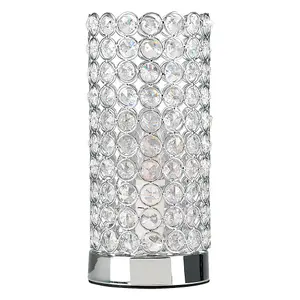 ValueLights Ducy Modern Chrome and Clear Acrylic Jewel Cylinder Touch Table Lamp