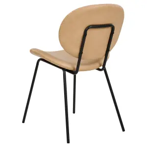 Set of 2 Dining Chairs LUANA Faux Leather Sand Beige