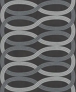 Rasch Glam Shimmering Infinity Charcoal Silver Wallpaper