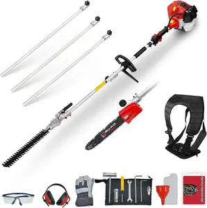 BU-KO 52cc Long Reach Petrol Hedge Trimmer and Pruner Saw with 3X 75cm Extension Pole