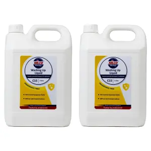 Nilco Bactericidal Washing Up Liquid - 5L x2 Grease Fat Dried Food Remover 10L