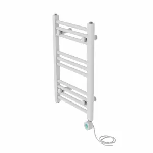 Right Radiators Prefilled Thermostatic WiFi Electric Heated Towel Rail Straight Bathroom Ladder Warmer - White 600x400 mm