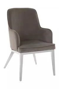 Interiors By Premier  Versatile Grey Velvet Dining Chair With Silver Finish Legs, Durable Dining Chair, Sleek Dining Chair