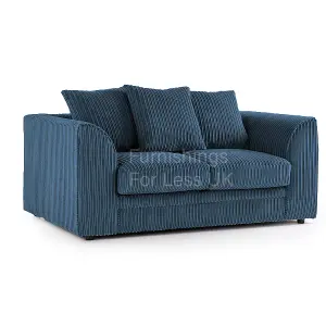 Luxor Jumbo Cord Blue Fabric 3 + 2 Sofa Suite