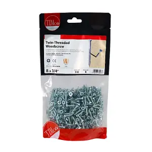 TIMCO Twin-Threaded Countersunk Silver Woodscrews - 8 x 3/4 (540pcs)