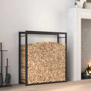 Berkfield Firewood Rack Matt Black 80x28x86 cm Steel