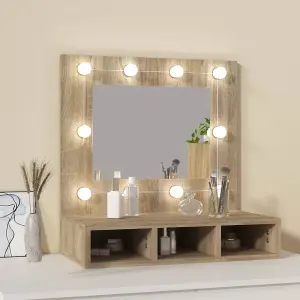 Berkfield Mirror Cabinet with LED Sonoma Oak 60x31.5x62 cm