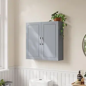 VASAGLE Wall-Mounted Bathroom Cabinet, Adjustable Shelves, Storage Unit, Dove Grey