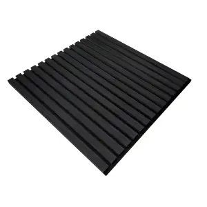 Acoustic Wall Paneling Wood Veneer Slatted 3D Panels for Home Décor - 60cm (L) x 60cm (W) x 2.1cm (D) (Black Oak - 4 Pack)