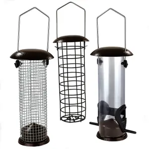 Garden Hanging Wild Bird Feeders - set of 3 Seed, Nut and Fat Ball Feeders