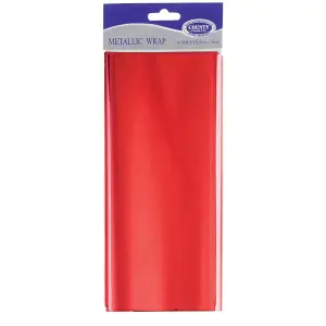 County Stationery Metallic Wrapping Paper Sheets (Pack Of 48) Red (70cm x 50cm)