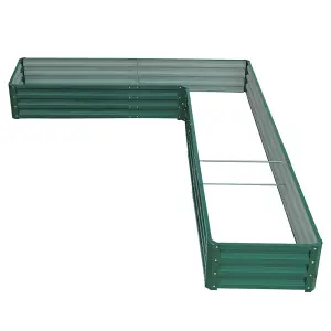 Outdoor Metal Raised Garden Bed L Shaped  Raised Garden Bed for Plants in Green