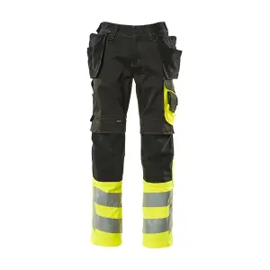 Mascot Safe Supreme Trousers with Holster Pockets (Black/Hi-Vis Yellow)  (32.5) (Leg Length - Long)