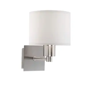 Luminosa Lyon LED Wall Fixture Satin Nickel with Drum Shade E27 60W