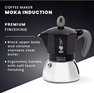 Bialetti Moka Induction Stove-Top Espresso Coffee Maker, Black