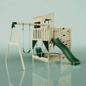 Rebo PolarPlay Kids Climbing Tower & Playhouse - Swing Olavo Green