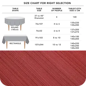 Deconovo Wipe Clean Faux Linen Water Resistant Round Table Cloth With Tassel Table Cover for Dining 140cm (55in) Red