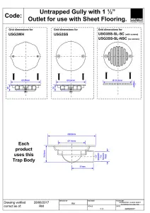 McAlpine USG3SS-SL-NSC Untrapped Gully, Clamp Ring and Cover Plate, 1" Horizontal Outlet