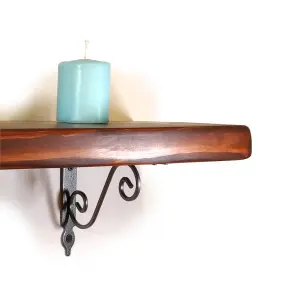 Wooden Shelf with Bracket WOZ 190x140mm Silver 225mm Walnut Length of 30cm