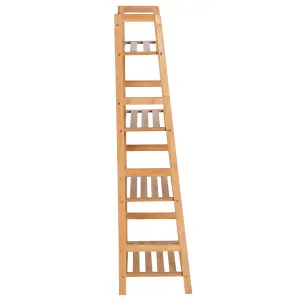 HOMCOM 4-Tier Ladder Bookcase Utility Shelf DIY Plant Stand Holder Bamboo