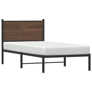 Berkfield Metal Bed Frame without Mattress Brown Oak 90x190 cm Single