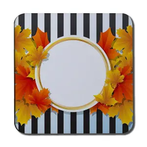 Orange & Red Autumn Leaves on Black Stripes (Coaster) / Default Title