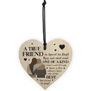 Red Ocean TRUE FRIEND Plaque Friendship Gift Friendship Sign Christmas Birthday Gift For Friend Wooden Heart