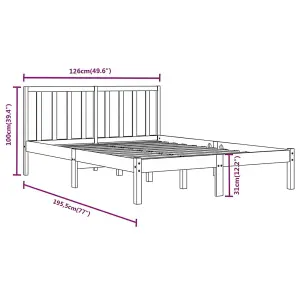 Berkfield Bed Frame White Solid Wood Pine 120x190 cm 4FT Small Double