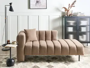 Left Hand Chaise Lounge Light Brown LANNILS