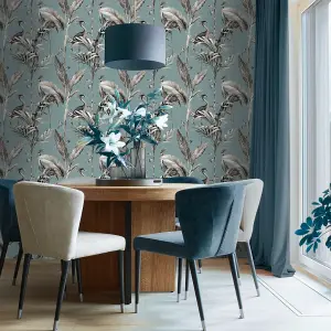 Azzurra Leaf Wallpaper Blue World of Wallpaper 9513