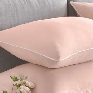 Cotton Solid Colour Duvet Cover with Pillowcases Blush / Super King Duvet Cover + 2 Pillowcases