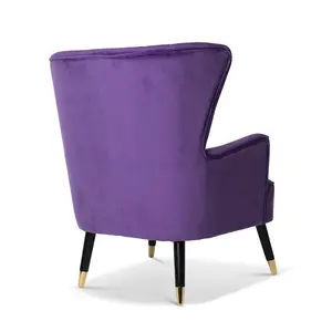 Velvet Purple Camila Accent Wingback Chair