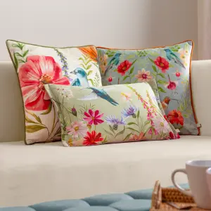 Wylder Nectar Garden Blossom Piped Velvet Feather Rich Cushion