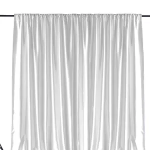 3x6 Metres Blackout Backdrop 190GSM Shiny Fabric Decorative Curtain Backdrop, White