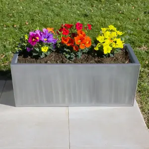 100cm Zinc Galvanised Brushed Silver Trough Planter