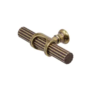 DecorAndDecor - SIENNA Antique Brass Lines T-Bar Kitchen Cabinet Pull Knob Handles - Pair