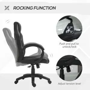 HOMCOM High-Back Gaming Chair Swivel Home Office Computer Racing Gamer Desk Faux Leather, Black