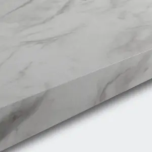 GoodHome 38mm Kala Matt White marble effect Chipboard & laminate Square edge Kitchen Worktop, (L)3000mm