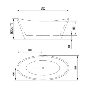 Lyon White Acrylic Freestanding Bath (L)1700mm (W)800mm