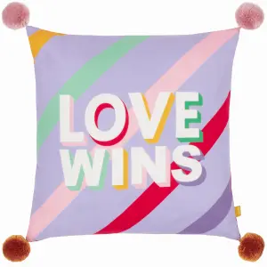 furn. Pom-Poms Love Wins Printed Feather Rich Cushion