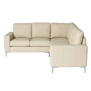 Baltic Faux Leather Corner Sofa In Ivory