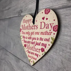 Red Ocean Mothers Day Wooden Heart Plaque Keepsake For Mum Mothers Day Gift From A Son Or Daughter