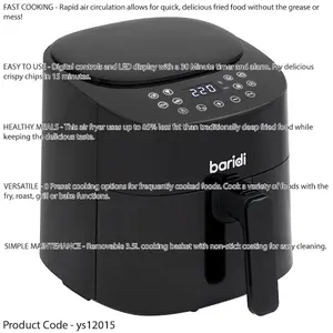 1300W 3.5L Low Fat Air Fryer with Digital Control and Rapid Air Technology