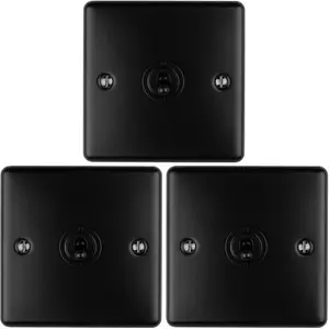 3 PACK 1 Gang Single Retro Toggle Light Switch MATT BLACK 10A 2 Way Plate