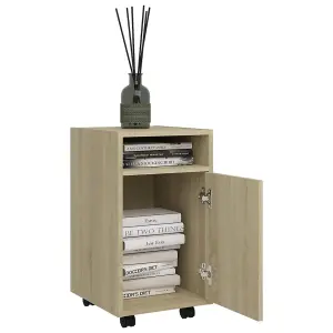 Berkfield Side Cabinet with Wheels Sonoma Oak 33x38x60 cm Engineered Wood